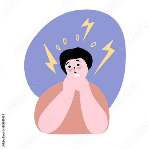 vector illustration of anxious and stressed person