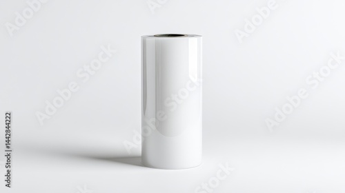 Shrink Wrap Film Roll Minimalist Studio Style High-Resolution Neutral Lighting Frontal Studio Shot Clean Packaging Design Ready Product Display White Background Clean Aesthetics Packaging Mockup
