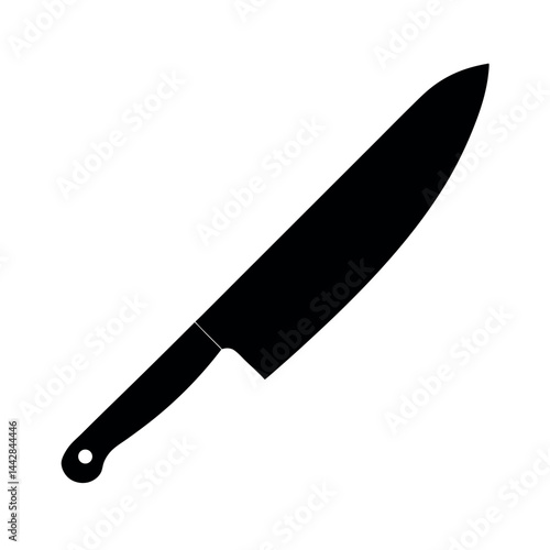Kitchen Knife Silhouette in Black Vector Style
