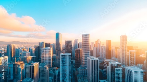 Wallpaper Mural Stunning aerial view of a modern city skyline at sunrisesunset Torontodigital.ca