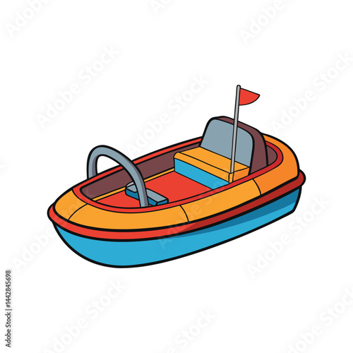 Paddle Boat Vector Illustration, Water Pedal Boat Graphic for Lake and River Activities, Summer Ride Clipart