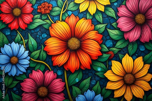 Wallpaper Mural colorful floral background Torontodigital.ca