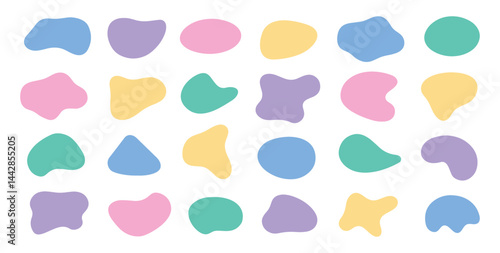Abstract freeform collection. Simple liquid amorphous shapes. Colourful blob shapes