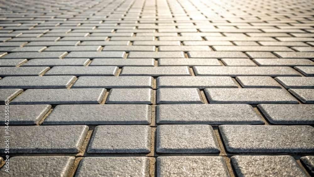 Fototapeta premium A Perspective View of a Light Grey Pavement Constructed from Rectangular Blocks