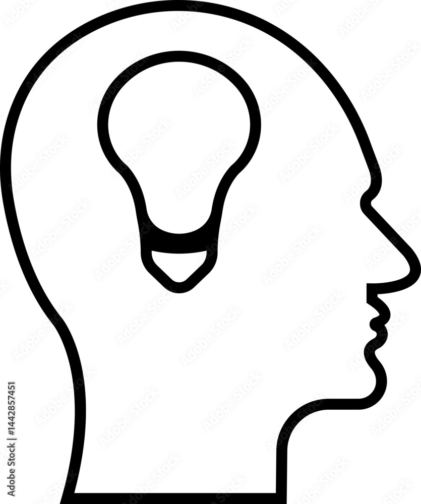 Human brain icon in line style. Thinking State mind process and business solutions symbol isolated on transparent background Human brain icon in line style. Thinking State mind process and business solutions symbol isolated on transparent background