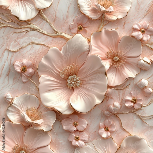 Elegant Floral Design with Soft Petals and Textured Background