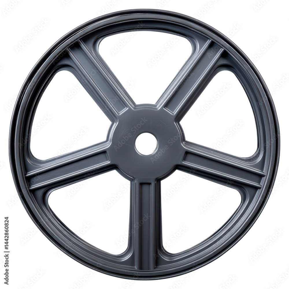 Obraz premium Sleek Grey Wheel Design with Bold Spokes and Smooth Finish, isolated on transparent background.
