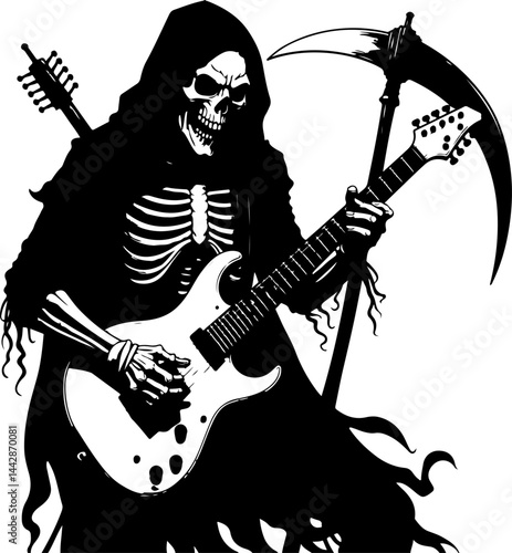 Grim Reaper Guitarist Silhouette vector