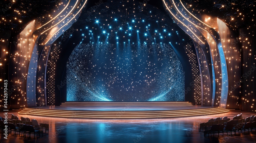 custom made wallpaper toronto digitalStunning illuminated stage design with sparkling blue lights and elegant curved structures