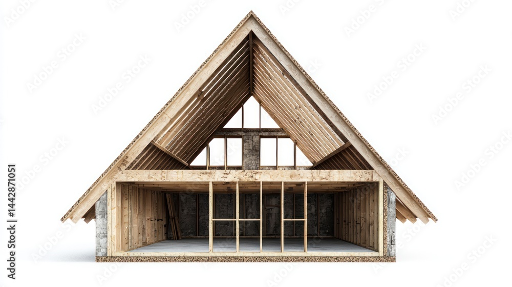 Attic loft conversion isolated on white background Attic loft conversion isolated on white background