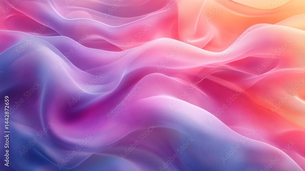 Vibrant multicolored flowing fabric waves with soft textures and gradient patterns Vibrant multicolored flowing fabric waves with soft textures and gradient patterns