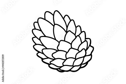 Fallen Pinecone Line Art Vector Illustration