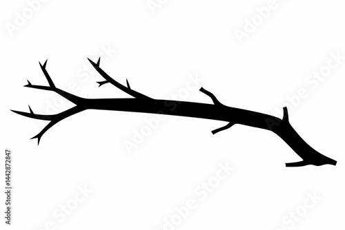 Fallen Twig Silhouette Vector Illustration