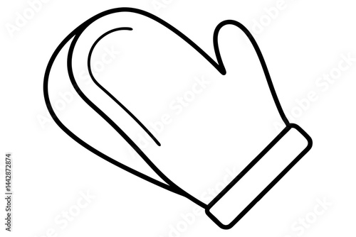 Folded Oven Mitt Line Art Vector Illustration