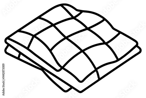Folded Quilt Simple Line Art Vector Illustration