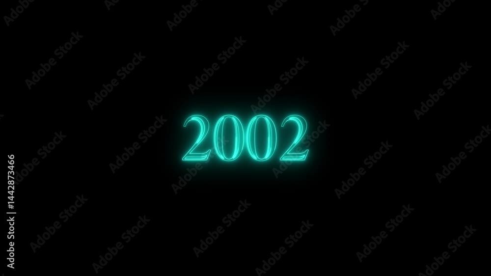 Neon New Year Text 2002 animation On black background animation. 4k video. 2002 Neon New Year Text 2002 animation On black background animation. 4k video. 2002