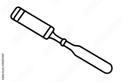 Old Chisel Tool Line Art Vector Illustration
