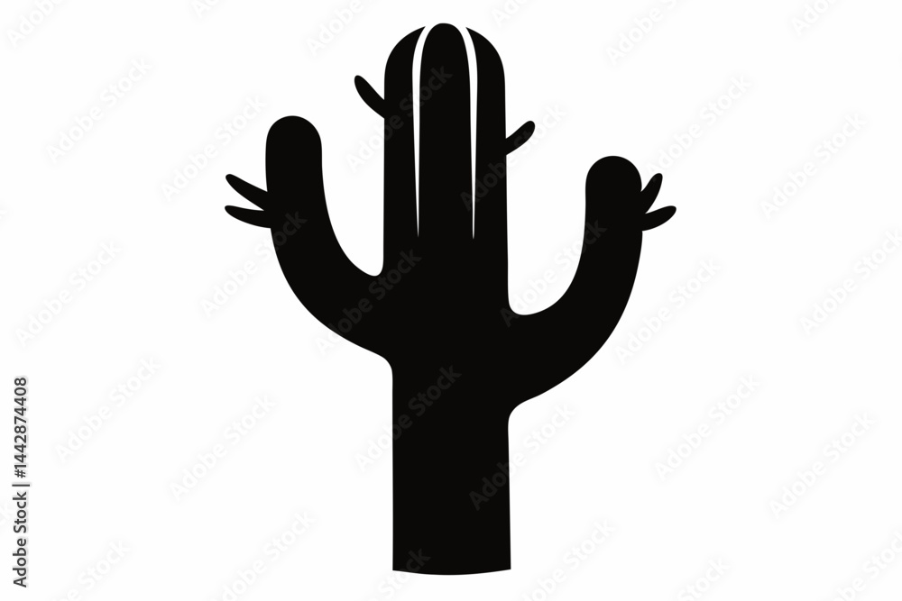 Obraz premium Simple Cactus Arm Silhouette Vector Illustration