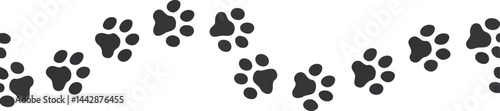 Paw vector foot trail print of cat. Dog, puppy silhouette animal diagonal tracks for t-shirts, backgrounds, patterns, websites, showcases design, greeting cards, child prints and etc.