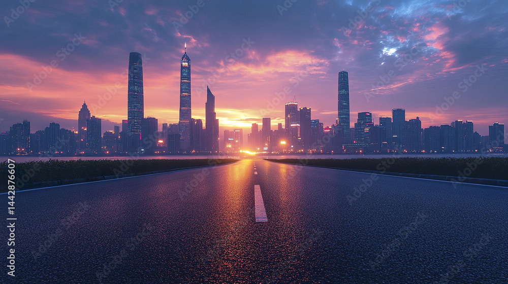 stunning skyline with tall skyscrapers illuminated by vibrant sunset stunning skyline with tall skyscrapers illuminated by vibrant sunset