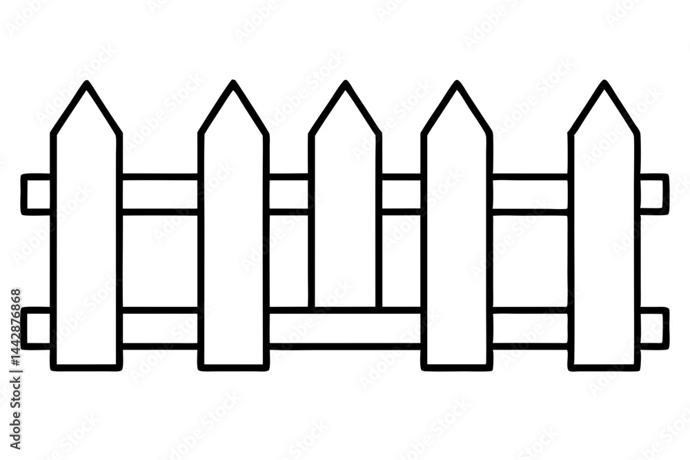 Wooden Fence Slice Line Art Vector Illustration Wooden Fence Slice Line Art Vector Illustration