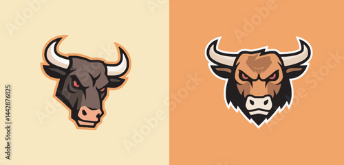 Angry Bull Mascot Logo Set
