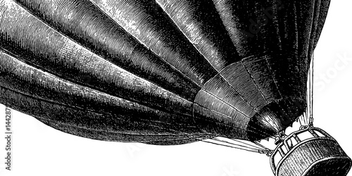 Vintage engraved hot air balloon design for classic adventure themes
