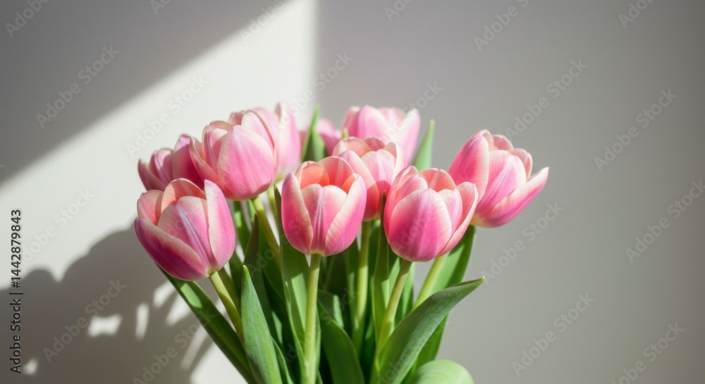 Fototapeta premium Pink tulips in sunlight