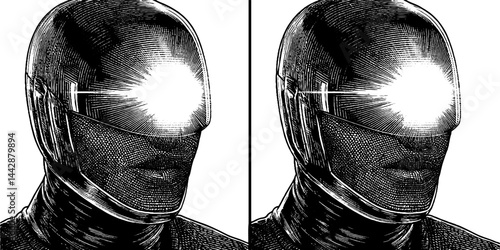 Futuristic cybernetic suit design with engraved details for sci-fi themes