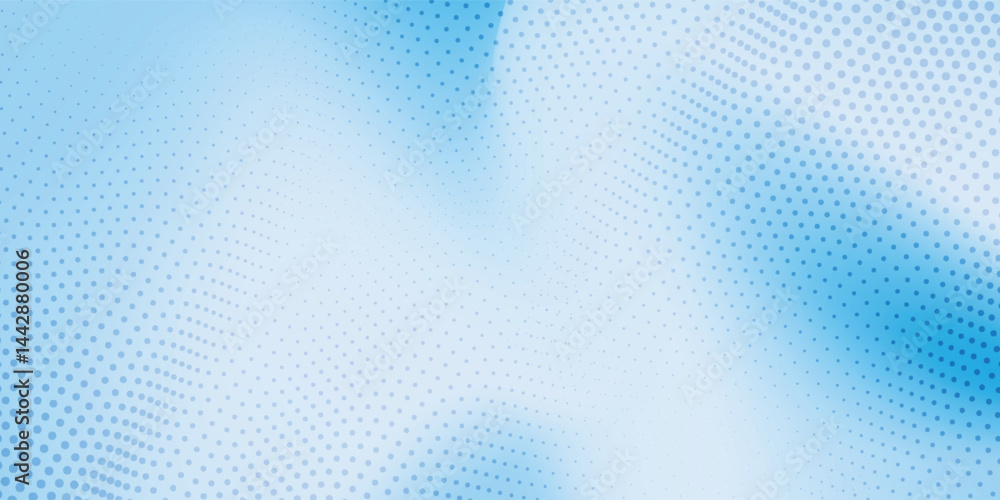 Abstract halftone background with wavy surface made of blue dots on white modern mesh background Abstract halftone background with wavy surface made of blue dots on white modern mesh background