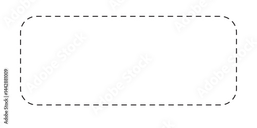 Dotted square form isolated on white background. Basic geometric shape with dashed stitches line. Cut here pictogram for coupon or discount. Vector outline illustration.