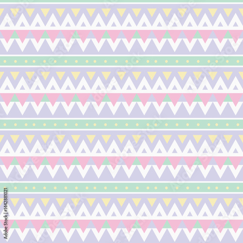 pastel color tribal vector seamless pattern with doodle elements. aztec fancy abstract geometric art print. ethnic hipster background. hand drawn. Wallpaper, cloth design, fabric, tissue, textile