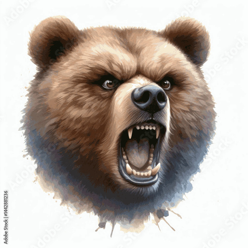  Clawed Storm Surge bear angry isolated watercolor vector illustration svg 