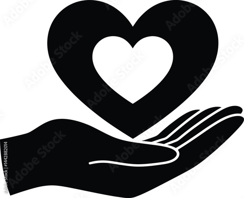 heart in hand icon over white background, vector illustratuion