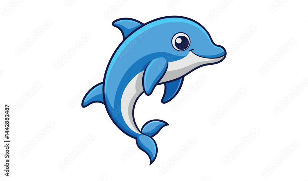 Fototapeta premium vector silhouette of a dolphin on white background