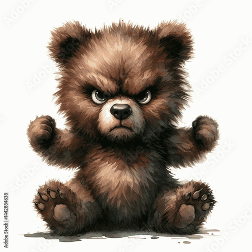 Roaring Rage Wash bear angry isolated watercolor vector illustration svg 