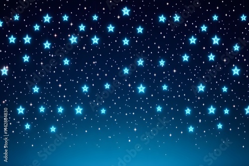 Sparkling Cyan Stars Night Sky Festive Background for Holidays and Celebrations