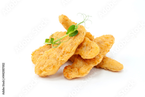 Crispy Chicken Strips with Fresh Microgreens