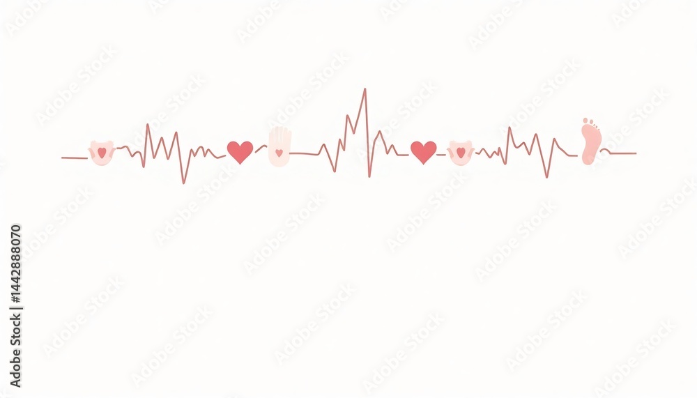 HeartBeat Line Art: Delicate line art depicting a heartbeat monitor interspersed with hearts and flowers, symbolizing life, love, and health. HeartBeat Line Art: Delicate line art depicting a heartbeat monitor interspersed with hearts and flowers, symbolizing life, love, and health.