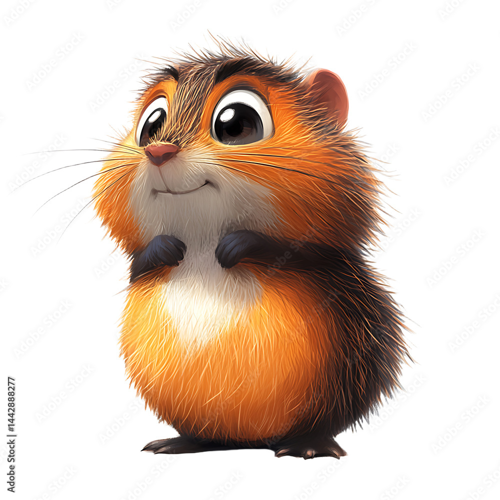 Happy Orange Fluffy Animal with Large Ears