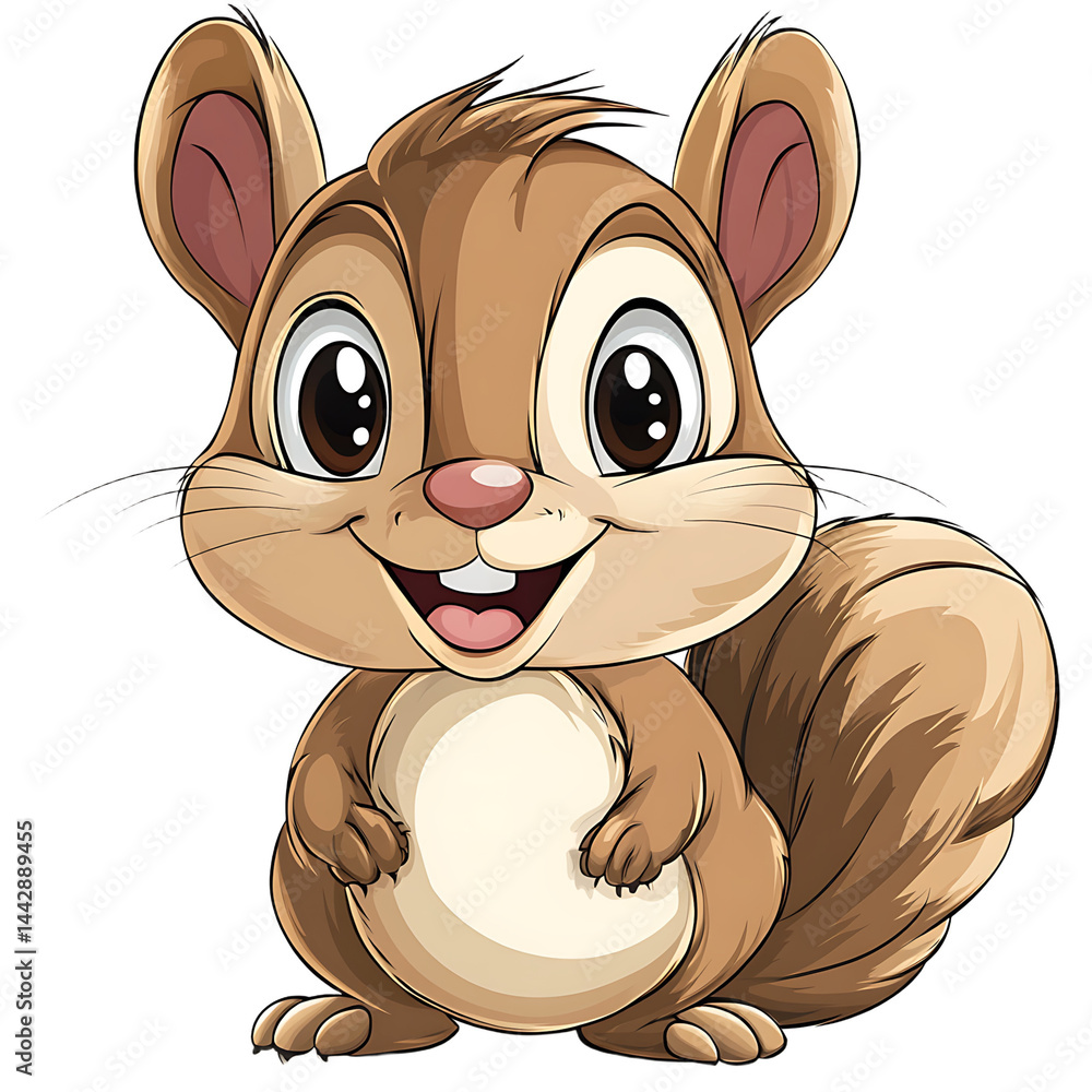 Happy Squirrel with Large Ears Cartoon Illustration