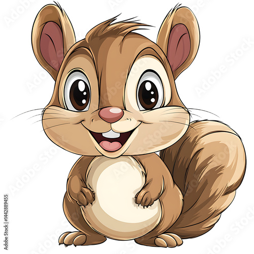 Obraz na płótnie Happy Squirrel with Large Ears Cartoon Illustration w salonie