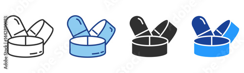Pill Icon Multiple Style Vector Collection 