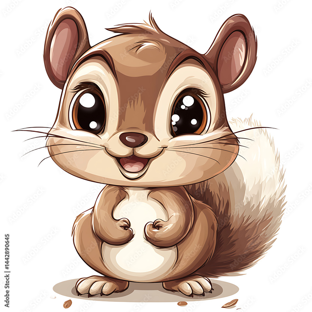 Joyful Chubby Squirrel Illustration with Large Ears