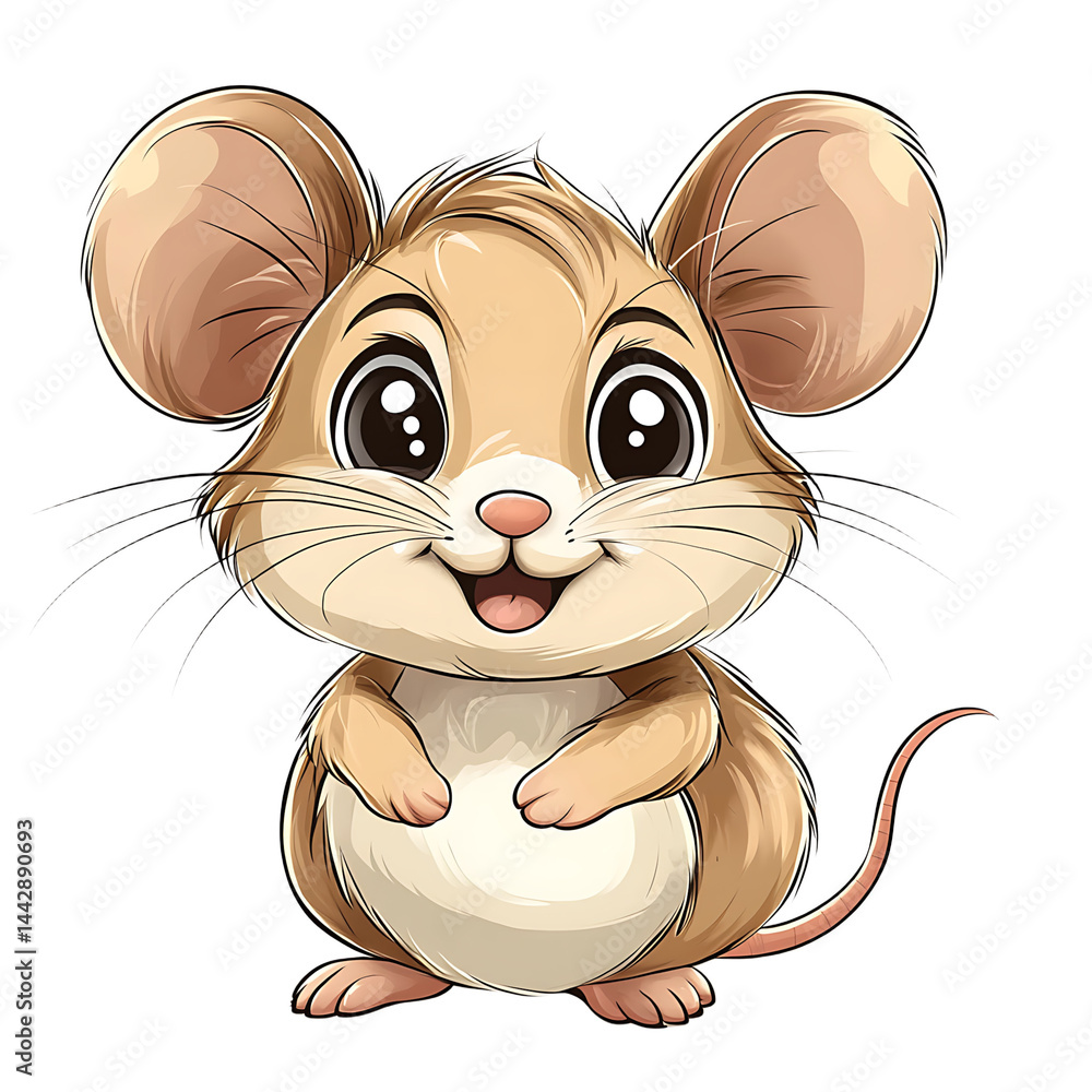 Joyful Fluffy Tan Rodent with Big Eyes Sitting