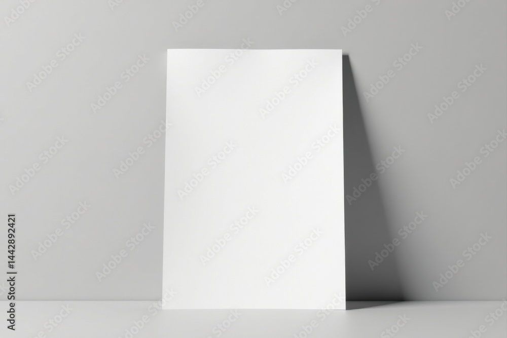 Blank Vertical Sheet of Paper Against a Neutral Background, Perfect for Mockups and Design Presentations Blank Vertical Sheet of Paper Against a Neutral Background, Perfect for Mockups and Design Presentations