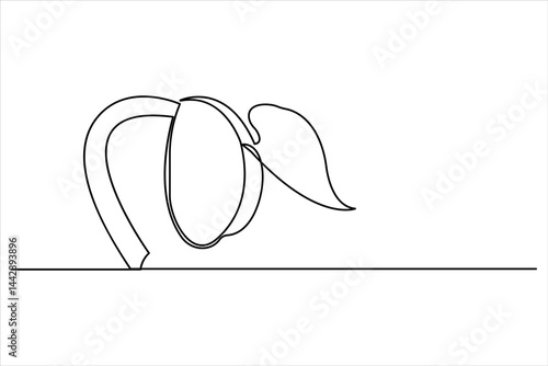 Growth plant in single continuous Line drawing. Sprout with leaves in simple linear style isolated vector illustration
