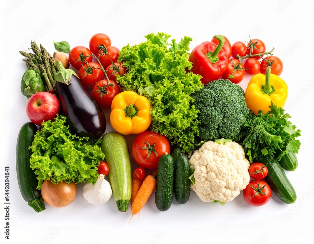 Assorted Fresh Vegetables Composition with Clipping Path on Isolated White Background Assorted Fresh Vegetables Composition with Clipping Path on Isolated White Background