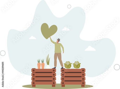 Organic farming as grow food with sustainable method .Plant harvesting using green and nature friendly manure . character life .