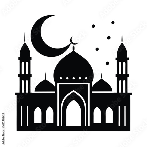 Beautiful Mosque Illuminated at Night